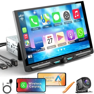 Wireless 10.1" Single Din Car Stereo CarPlay Radio, Carplay Android Auto Touc... - Picture 1 of 7