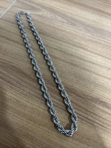 Vintage Monet Silver Tone Rope Chain Necklace Classic Style 15" Long x 6mm - Picture 1 of 4