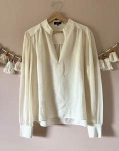 Me+em 100 % Seide creme Reißverschluss Bluse feminin neutral Karrierekleidung zierlich transparent 16 - Bild 1 von 13