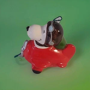 Vintage SNOOPY In Airplane Peanuts Ceramic Christmas Ornament Made In Japan - Picture 1 of 11