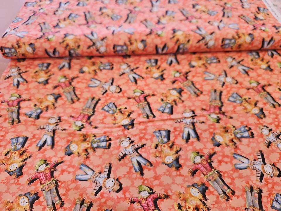 Tela de algodón Golden Days espantapájaros otoño cosecha acolchado en blanco por yarda   Foto 1 de 4