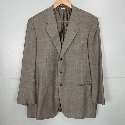 Brioni Traiano 羊毛西装外套 Glen Check 多海军蓝近乎完好男式 46L 码运动外套 — 第 1/4 张图片