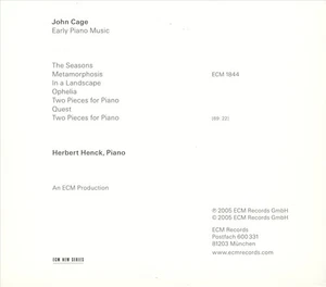 JOHN CAGE: EARLY PIANO MUSIC NEW CD - Picture 1 of 1