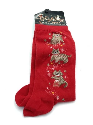 Sears LeGale Hombres CALCETINES Gato Regalo Vacaciones Gris Rojo 1 Par Navidad NUEVO Foto 1 de 3