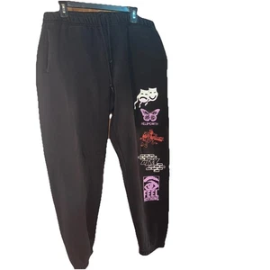 Pantalones deportivos Obey con cordón negros para hombre talla GRANDE buen estado - Imagen 1 de 6