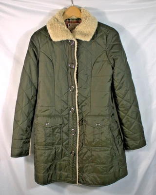 Chaqueta Abrigo Free People Acolchada Sherpa/Franela Forrada Y2K Verde Mujer Talla 4 Foto 1 de 4