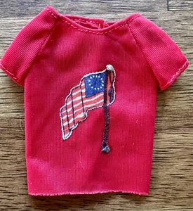 Vintage 1976 Mattel Barbie Skipper Doll Red Shirt Top With Flag 9124 - Picture 1 of 3