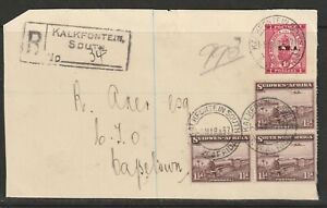 SWA Namibia Cover Kalkfontein South 06.03.1937 Putzel B3 100 Points FRONT ONLY