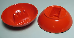 VINTAGE PAIR 1950-60's STYLE ROUND ASHTRAYS - MELAMINE - ORANGE - USA MADE NEW! - Picture 1 of 1
