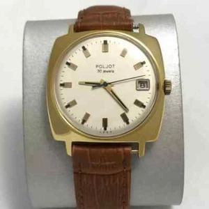 Vintage Sowjet 1st MChZ Herren Armbanduhr Poljot UdSSR 30 Jewels 20th Goldgehäuse - Bild 1 von 5