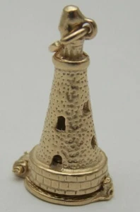 9CARAT YELLOW GOLD OPENING LIGHT HOUSE CHARM - Picture 1 of 2