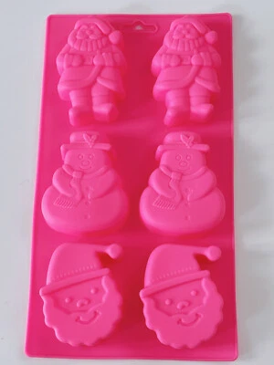 Christmas Santas Chocolate Biscuit Cookie bakery Silicone Mold Mould Decorating - image 1 of 4