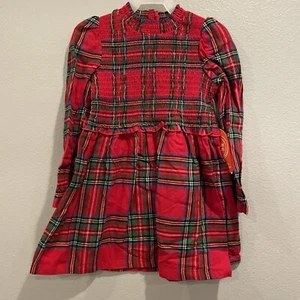 TODDLER GIRL RED PLAID FLANNEL DRESS NEW SIZE 2T CHRISTMAS - Picture 1 of 6