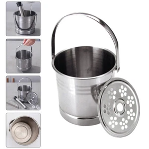 Stainless Steel Ice Bucket Storage Cube Bin with Lid Buckets Bars - Picture 1 of 12