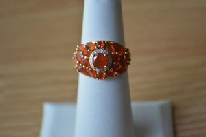 1.90ct Crimson Fire Opal / Zircon Ring 14k YG over Fine Sterling Silver Size 5 - Picture 1 of 13
