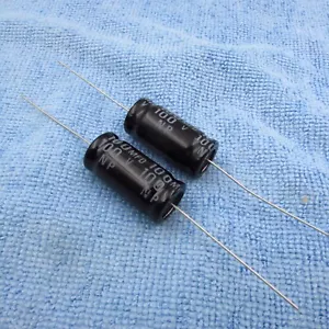 Qty 2 100uF 100V Electrolytic Non-Polarized Speaker Crossover Capacitor - Picture 1 of 5