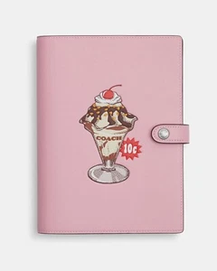 COACH NOTEBOOK LEATHER WITH BOARDWALK GRAPHIC:NWT CU282 CHERRY BLOSSOM PINK - Picture 1 of 9