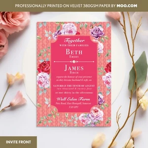 Personalized Pink Summer Luxury Wedding Invitations - Pack of 50 - Picture 1 of 2