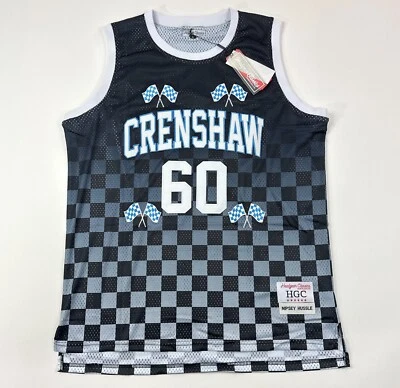 Jersey Nipsey Hussle #60 Crenshaw Headgear Classics Hombres XL Negro Blanco Cuadros Foto 1 de 4