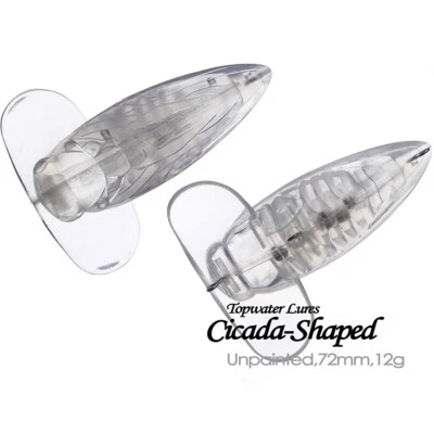 10PCS 7.2CM 12G Topwater Cicada Popper Unpainted Bait Blank Fishing Lure model - Image 1 of 4