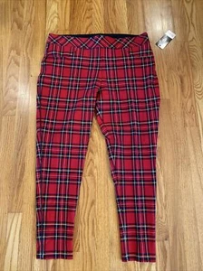 NWT Slim Factor by Investments 3233' Red Plaid Leggiings XL $69 - Picture 1 of 5