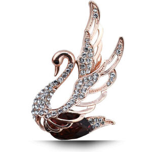 Rhinestone Crystal Swan Brooches Pin Women Wedding Casual Party Jewelry Gifts
