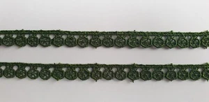 3 Yards Olive Green 1cm Wide Embroidered Scallop Edge Lace Trim Guipure Sewing - Picture 1 of 2