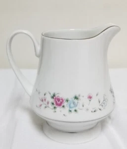 Tian Jin Ceramics Fine China Tangshan China Creamer Floral Pink Blue Silver - Picture 1 of 5