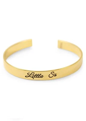 Lil Sis - Brazalete Brazalete Chapado en Oro con Esmalte Negro Foto 1 de 3