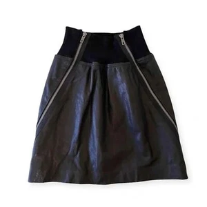 THEORY Lamb Leather Mini Skirt Black Size 4 - Picture 1 of 6