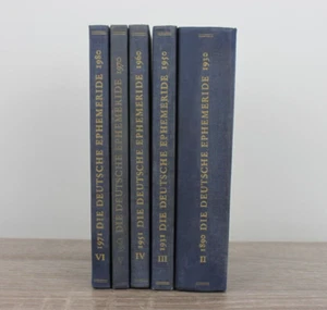 Die Deutsche Ephemeride German Astrology Books (5) Decorative Vintage Blue Books - Imagen 1 de 6