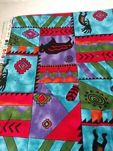 David Textiles Fabric 1 Yards BTY Southwestern Aztec Tucson Turquoise Geometric