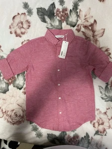 NWT Size 6 Boys Pinkish Red Button Down Shirt By Janie And Jack - Picture 1 of 3