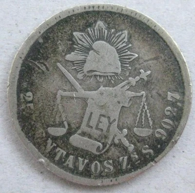 Mexico 25 Centavos 1877 ZsS VF   #71 - Image 1 of 3