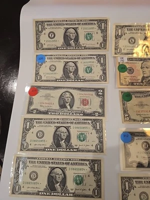 US $1 $5 $10 $2 Star Note  Bills Collection/Lot  Circulated/uncirculated  - Image 1 of 4
