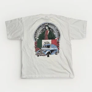 Vintage Chicano Lowrider T-Shirt XL White 23x28 Our Lady Graphic Aztec Car Tee - Picture 1 of 5