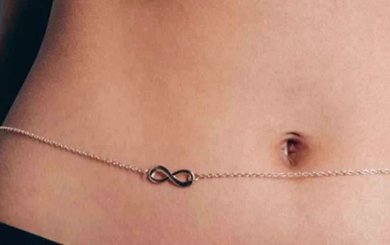 Catena per il corpo con INFINITO Argento Oro collana sulla pancia vita da Donna - Immagine 1 di 4