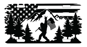 American Flag Bigfoot License Plate Auto Tag - Picture 1 of 1