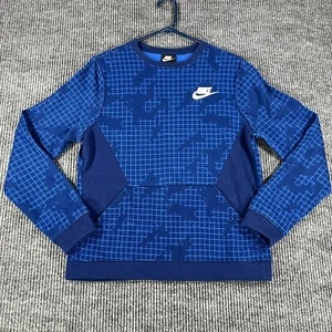 Nike Sweatshirt Youth Boys XL Extra Large Blue Geometric Long Sleeve Sportswear - Picture 1 of 13