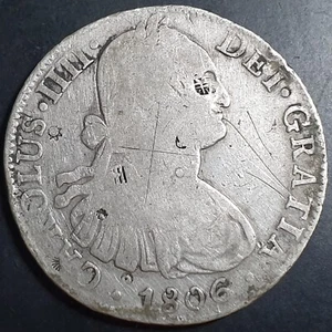 Mexico Spanish Colonial 8 Reales Carol Carolus IIII 1806 Mo TH Mexico City Mint - Picture 1 of 4
