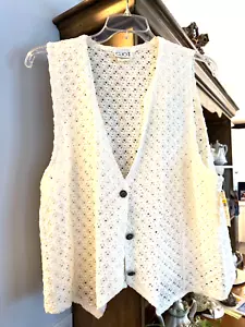 Chaleco De Colección Clio Abotonable Mujer Talla 2X Encaje HECHO EN EE. UU. Algodón Nuevo Con Etiquetas - Imagen 1 de 6