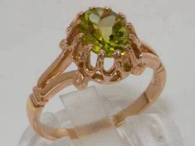 Solid 18ct Rose Gold Natural Peridot Womens Solitaire Ring - Sizes J to Z - Image 1 of 4