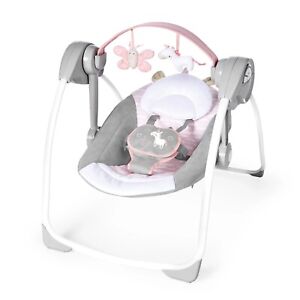 Soothe 'n Delight 6-Speed Portable Baby Swing with Music Flora the Unicorn Pink