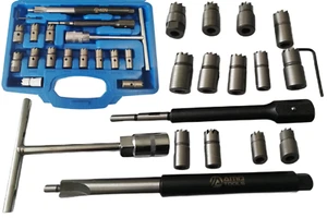 17 TOOLS DIESEL ENGINE INJECTOR CLEANER CLEAN CARBON SEAT CUTTER CUTTING SET - Foto 1 di 11