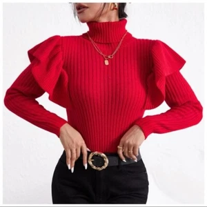 The Arti Red Ruffle Sweater HC - Picture 1 of 9