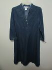 New Country Store Jean Dress Size S Blue Denim V Neck Pin Tuck Buttons Elastic 