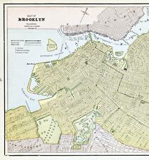 1889 Brooklyn New York Map Green Point Williamsburg Gowanus Manhattan ORIGINAL