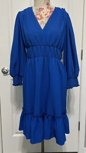 Calvin Klein Boho-Kleid Größe 14 blau Rüschen Damen neu mit Etikett - Bild 1 von 4
