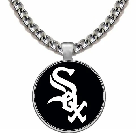 Large Chicago White Sox Stainless Steel Chain Link Pendant Necklace Free Ship D5 Cover