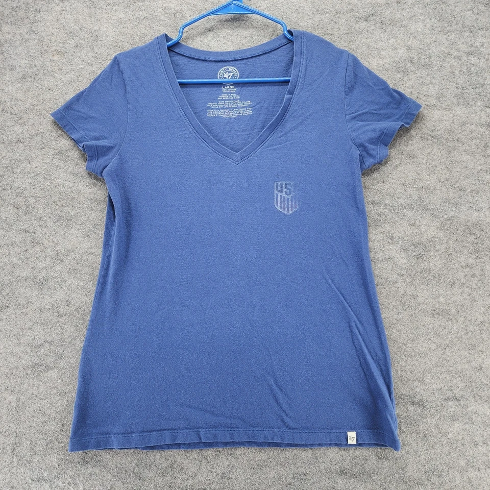 Camisa de fútbol USMNT para mujer grande '47 manga corta azul cuello en V Foto 1 de 4